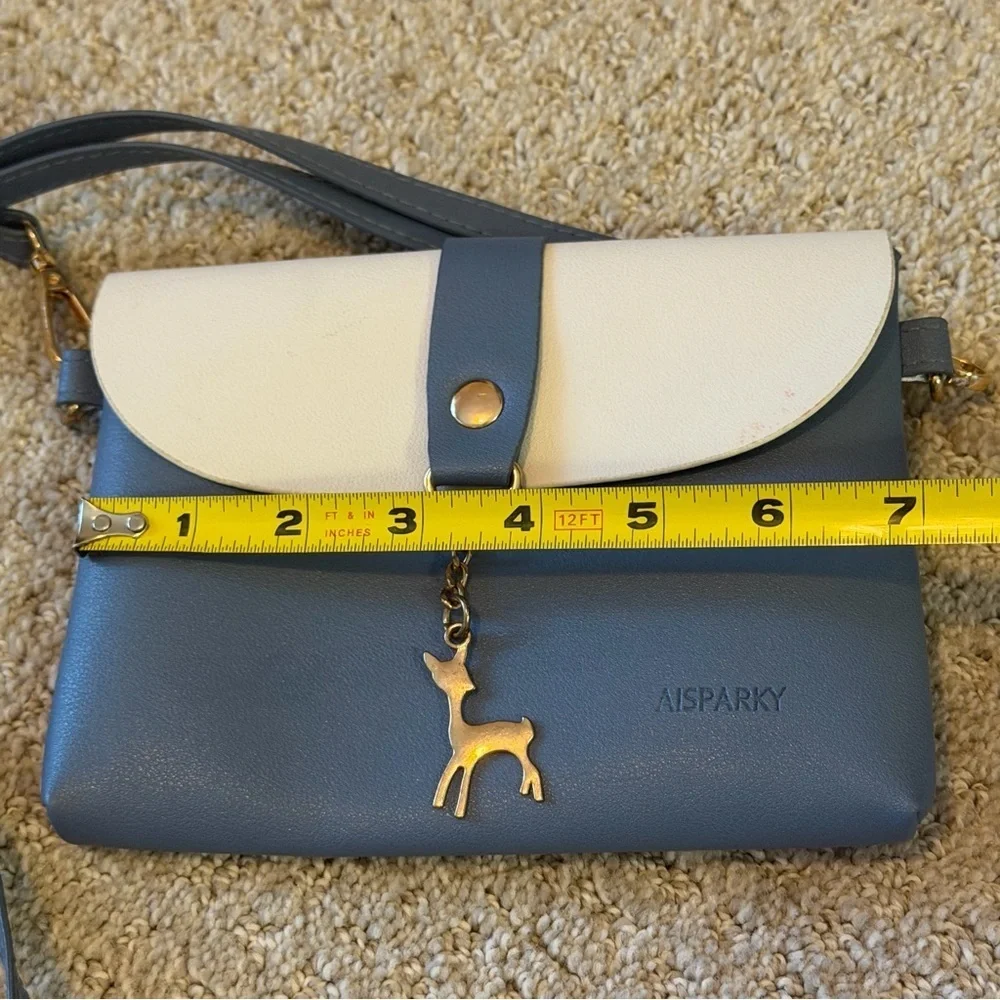 Aisparky Girls Women Blue Small Crossbody Faux Leather Deer Pendant Holiday Fall